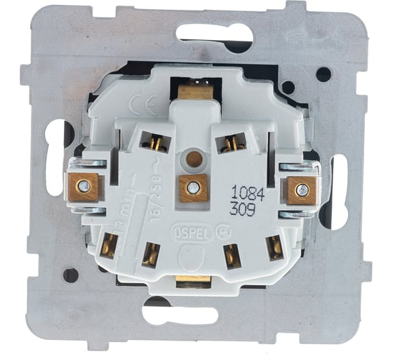 Розетка Ospel Sonata 1-ая с/з, IP44, Schuko, со шторками, без рамки, черный металлик GPH-1RSP/m/33/d