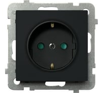 Розетка Ospel Sonata 1-я с/з, Schuko, со шторками, без рамки, черный металлик GP-1RSP/m/33