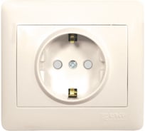 1-местная розетка EKF София, с заземлением, 16А, с защитной шторкой, бежевая, Simple, SQ ELR16-028-200