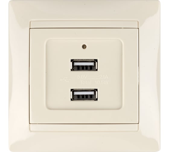 Розетка TDM 2USB порт 2,1А 5В слоновая кость "Лама" SQ1815-0141