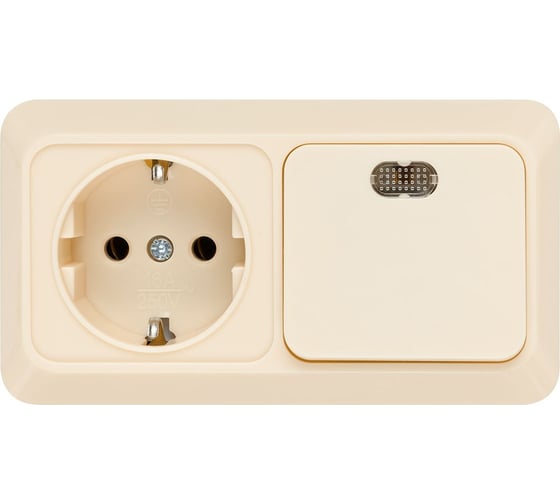 Комбинированный блок TDM ELECTRIC выкл. 1-кл. с/п 10А + розетка 2П+З 16А 250В БКВР IP20 слоновая кость "Ладога" SQ1801-0203