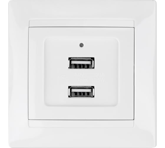 Розетка TDM 2USB порт 2,1А 5В белая "Лама" SQ1815-0041