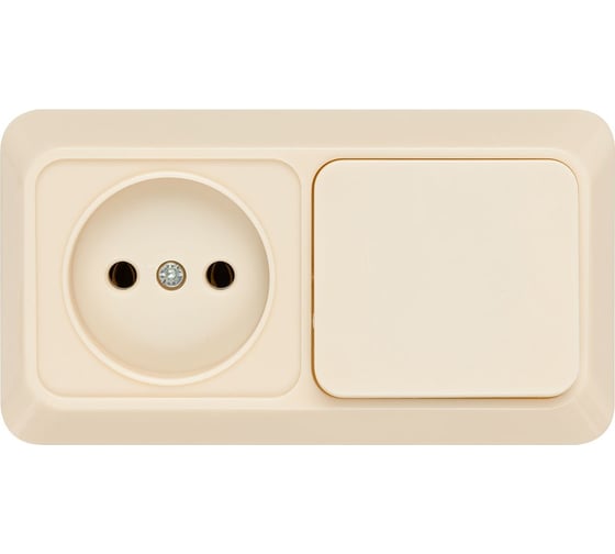 Комбинированный блок TDM ELECTRIC выкл. 1-кл. 10А + розетка 2П 10А 250В БКВР IP20 слоновая кость "Ладога" SQ1801-0205