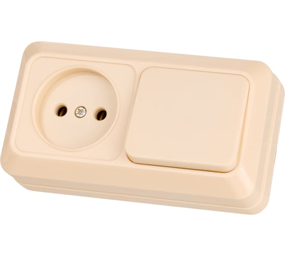 Комбинированный блок TDM ELECTRIC выкл. 1-кл. 10А + розетка 2П 10А 250В БКВР IP20 слоновая кость "Ладога" SQ1801-0205 1
