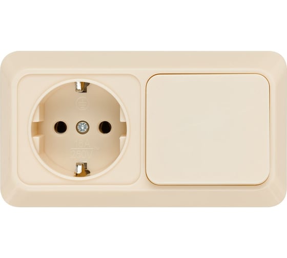 Комбинированный блок TDM ELECTRIC выкл. 1-кл. 10А + розетка 2П+З 16А 250В БКВР IP20 слоновая кость "Ладога" SQ1801-0201