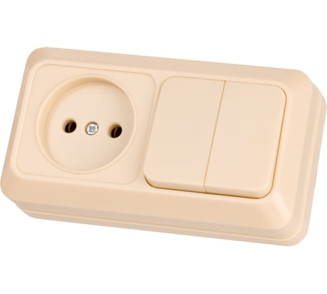 Комбинированный блок TDM ELECTRIC выкл. 2-кл. 10А + розетка 2П 10А 250В БКВР IP20 слоновая кость "Ладога" SQ1801-0206