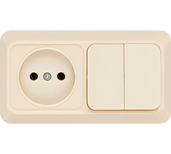 Комбинированный блок TDM ELECTRIC выкл. 2-кл. 10А + розетка 2П 10А 250В БКВР IP20 слоновая кость "Ладога" SQ1801-0206