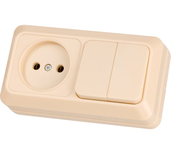 Комбинированный блок TDM ELECTRIC выкл. 2-кл. 10А + розетка 2П 10А 250В БКВР IP20 слоновая кость "Ладога" SQ1801-0206 1