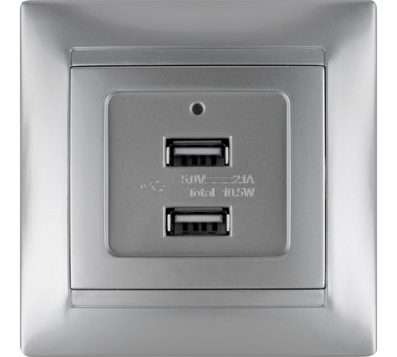 Розетка TDM 2USB порт 2,1А 5В металлик "Лама" SQ1815-0241