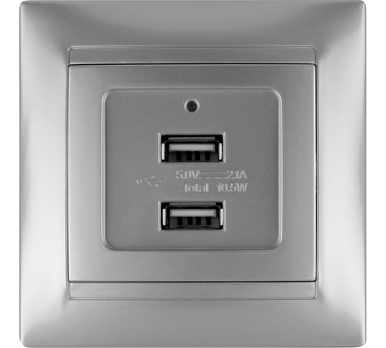 Розетка TDM ELECTRIC 2USB порт 2,1А 5В металлик "Лама" SQ1815-0241