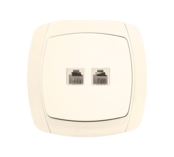 2-местная розетка EKF Париж, Phone, бежевая, Simple SQ EST01-134-20