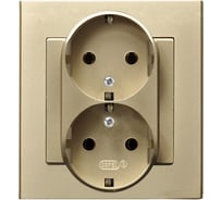 Розетка Ospel Sonata 2-я с/з, Schuko, с рамкой, шампанский золотой GP-2RS/39