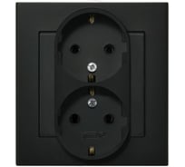 Розетка Ospel Sonata 2-я с/з, Schuko, с рамкой, черный металлик GP-2RS/33