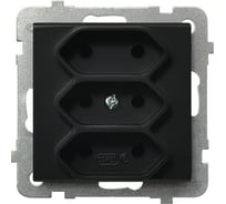Розетка Ospel Sonata 3-я для узких вилок, б/з, EURO, без рамки, черный металлик GP-3R/m/33