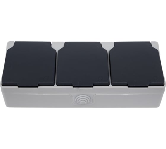 Розетка тройная с крышкой ARTSUN (накладная) PRO SO 16 -3Е-W/B (PC-поликарбонат) PRO SO 16 -3Е-W/B (PC)