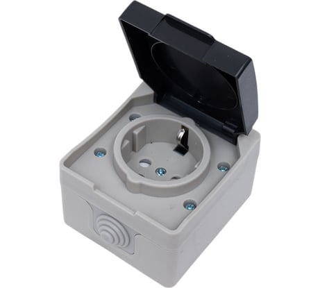 Розетка ARTSUN одинарная с крышкой (накладная) (PC-поликарбонат) PRO SO 16 -1Е-W/B