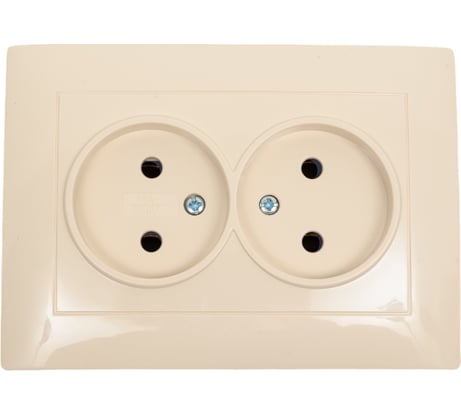 Розетка ARTSUN керамическая двойная без заземления (встраиваемая) слоновая кость Б/З STANDART 01-0202-02