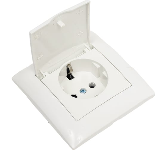 Розетка ARTSUN одинарная с крышкой (встраиваемая) STANDART SO 16-1EC-W(C )