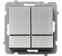 Выключатель Ospel Sonata, 2-клавишный, с подсветкой, без рамки, матовое серебро LP-2RS/m/38