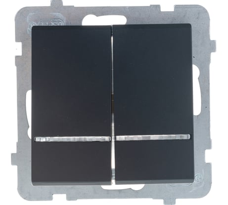 Выключатель Ospel Sonata, 2-клавишный, с подсветкой, без рамки, черный металлик LP-2RS/m/33