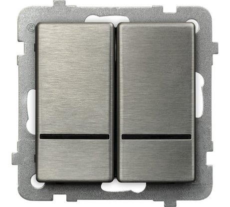 Выключатель Ospel Sonata, 2-клавишный, с подсветкой, без рамки, сталь LP-2RMS/m/37