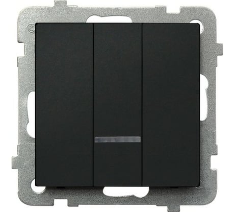 Выключатель Ospel Sonata, 3-клавишный, с подсветкой, без рамки, черный металлик LP-13RS/m/33