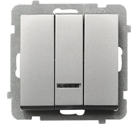 Выключатель Ospel Sonata 3-клавишный, с подсветкой, без рамки, матовое серебро LP-13RS/m/38