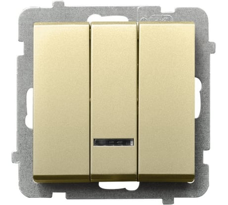 Выключатель Ospel Sonata, 3-клавишный, с подсветкой, без рамки, шампанский золотой LP-13RS/m/39