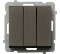 Выключатель Ospel Sonata, 3-клавишный, без рамки, шоколадный металлик LP-13R/m/40