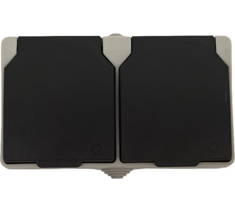 Розетка двойная с крышкой ARTSUN (накладная) (PC-поликарбонат) PRO SO 16 -2Е-W/B