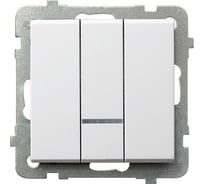 Выключатель Ospel Sonata, 3-клавишный, с подсветкой, без рамки, белый LP-13RS/m/00