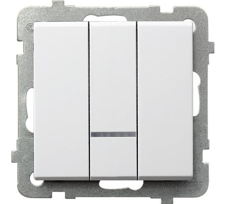 Выключатель Ospel Sonata, 3-клавишный, с подсветкой, без рамки, белый LP-13RS/m/00