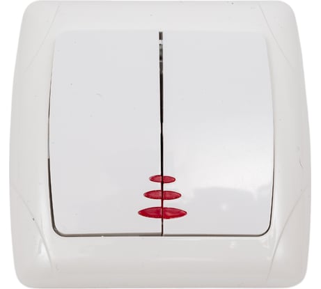 Выключатель двухклавишный ARTSUN с индикатором встраиваемый OPTIMAL SW 10-2B-W