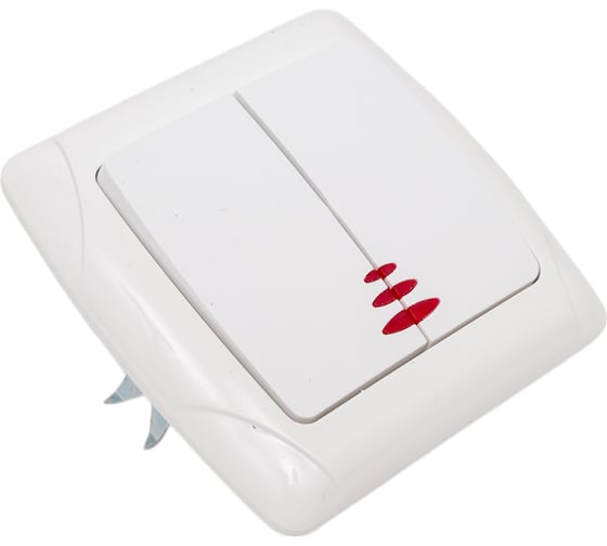 Выключатель двухклавишный ARTSUN с индикатором встраиваемый OPTIMAL SW 10-2B-W