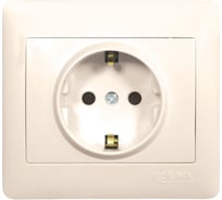 1-местная розетка EKF София, с заземлением, 16А, Simple, бежевая SQELR16-028-20