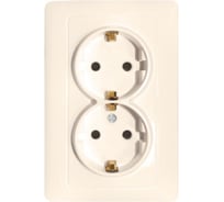 2-местная розетка EKF Simple София, с заземлением, 16А, бежевая SQELR16-128-20
