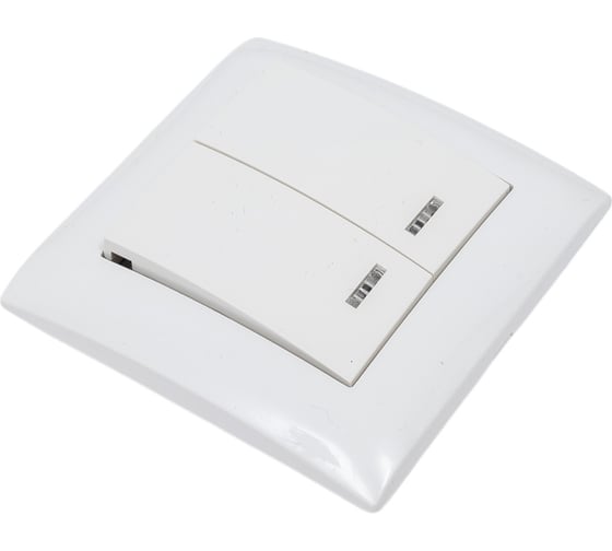 Выключатель двухклавишный ARTSUN с индикатором встраиваемый STANDART SW 10-2B-W