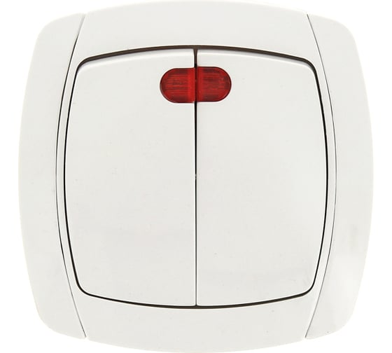 Выключатель EKF Париж, 2-клавишный, с индикатором, 10А, белый, Simple, SQ ESV10-123-10 1