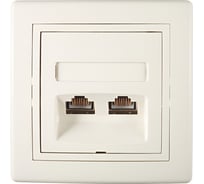 Розетка компьютерная двойная Aling-conel PRESTIGE с Keystone модулями 2хRJ45 кат.6 FTP кремовая (арт. ) 615S.99