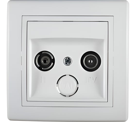 Розетка Aling-conel PRESTIGE TV/FM проходная белая (арт. ) 612P.00 1