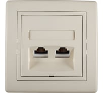 Розетка компьютерная двойная Aling-conel PRESTIGE с Keystone модулями 2хRJ45 кат.6 UTP кремовая (арт. ) 615.99