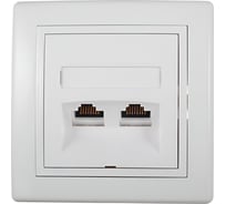 Розетка компьютерная двойная Aling-conel PRESTIGE с Keystone модулями 2хRJ45 кат.6 UTP белая (арт. ) 615.00
