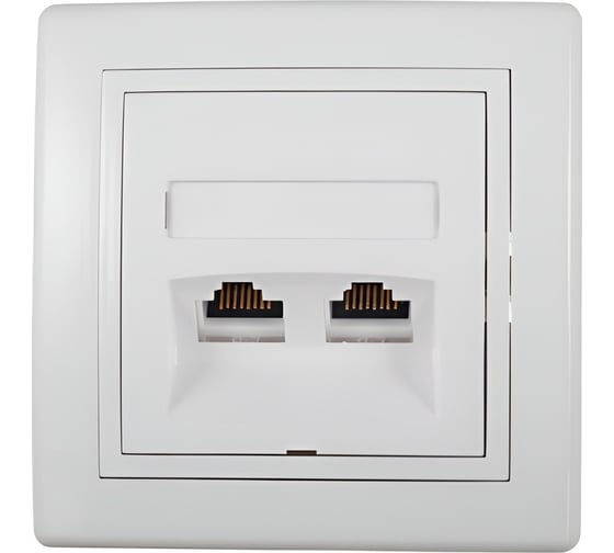 Розетка компьютерная двойная Aling-conel PRESTIGE с Keystone модулями 2хRJ45 кат.6 UTP белая (арт. ) 615.00