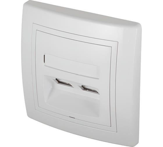 Розетка компьютерная двойная Aling-conel PRESTIGE с Keystone модулями 2хRJ45 кат.6 UTP белая (арт. ) 615.00