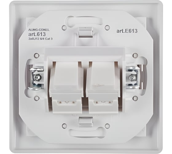 Розетка телефонная двойнаяAling-conel PRESTIGE 2xRJ11 4 контакта кат.3 белая (арт. ) 613.00