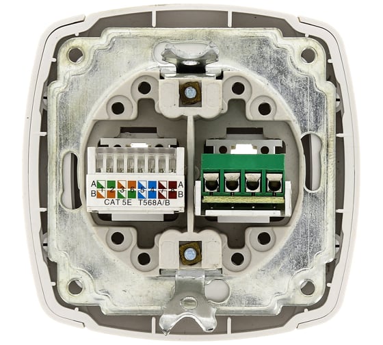 Розетка EKF Париж, RJ-45+Phone, 1A, 120В, белая, Simple SQ ESK01-135-10