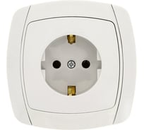 1-местная розетка EKF Париж с заземлением 16А белая Simple SQESR16-028-10