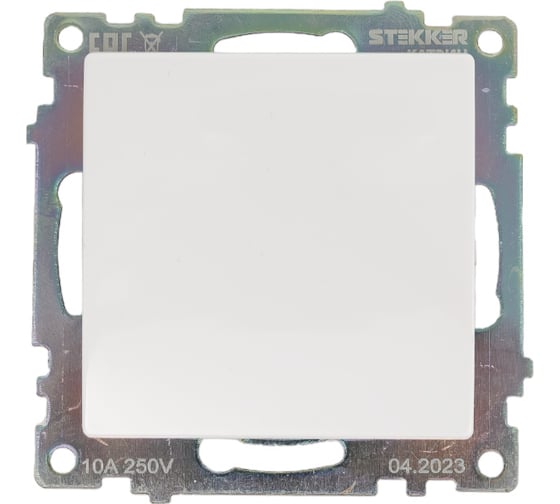 Переключатель 1-клавишный STEKKER (механизм), gls10-7110-01, 250v, 10а, серия катрин, белый, 49176