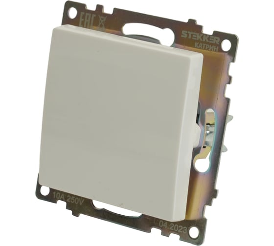 Переключатель 1-клавишный STEKKER (механизм), gls10-7110-01, 250v, 10а, серия катрин, белый, 49176