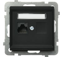 Компьютерная розетка Ospel Sonata 1-я, категория 5e, RJ-45, без рамки, черный металлик GPK-1R/K/m/33